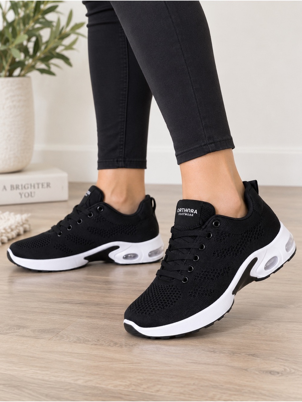 Orthogra Black Knit Comfort Sneakers EU 40 NWOT Athletic Walking Shoes